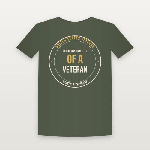 Proud Granddaughter of a Veteran Women's Relaxed Tee (Badge) - Military Green