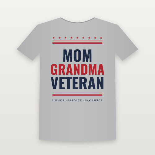 Mom · Grandma · Veteran Women's Relaxed Tee (Stars & Stripes) - Heather Gray