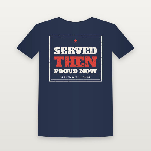 Served Then · Proud Now Veteran Women's Relaxed Tee (Vintage Frame) - Navy