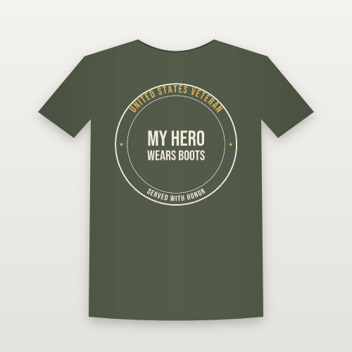 My Hero Wears Boots Veteran Women's Relaxed Tee (Badge) - Military Green