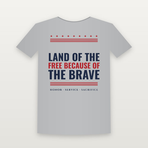 Land of the Free Because of the Brave Veteran Women's Relaxed Tee (Stars & Stripes) - Heather Gray