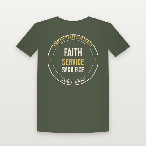 Faith · Service · Sacrifice Veteran Women's Relaxed Tee (Badge) - Military Green