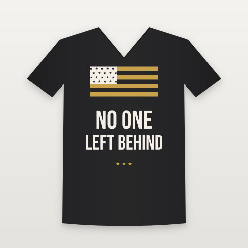 No One Left Behind Veteran V-Neck Tee (Flag) - Black