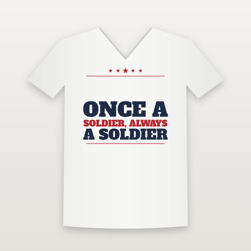 Once a Soldier, Always a Soldier Veteran V-Neck Tee (Star Banner) - White