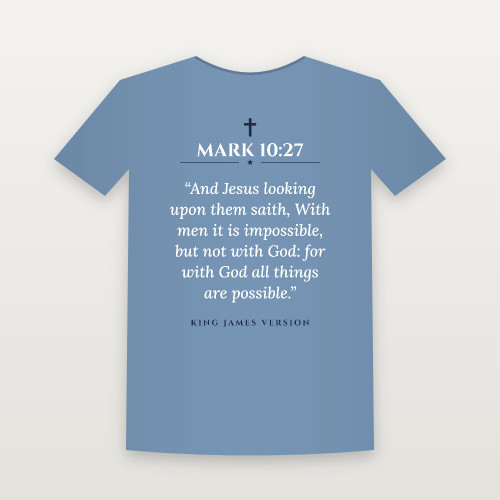 Mark 10:27 KJV Christian T-Shirt (Classic) - Heather Blue