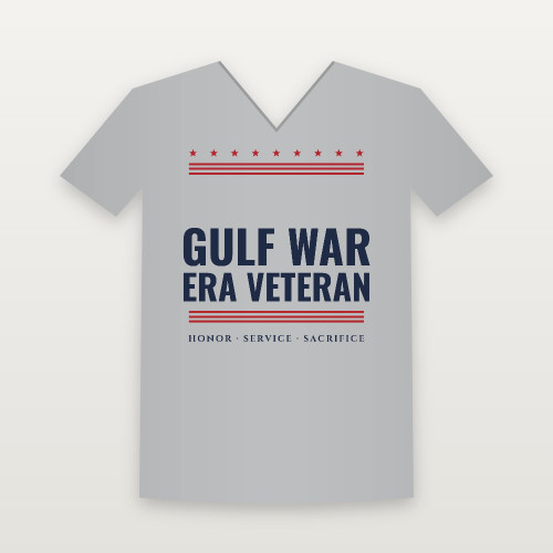 Gulf War Era Veteran V-Neck Tee (Stars & Stripes) - Heather Gray