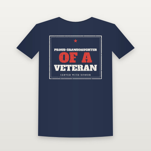 Proud Granddaughter of a Veteran Youth Tee (Vintage Frame) - Navy