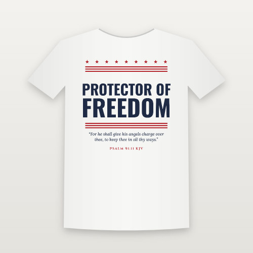 Protector of Freedom Veteran Youth Tee with Psalm 91:11 (Stars & Stripes) - White
