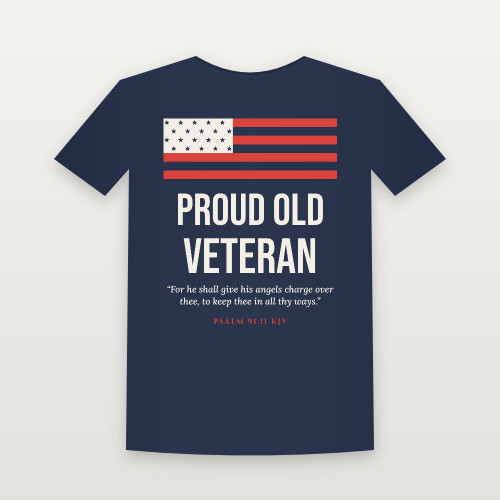 Proud Old Veteran Youth Tee with Psalm 91:11 (Flag) - Navy