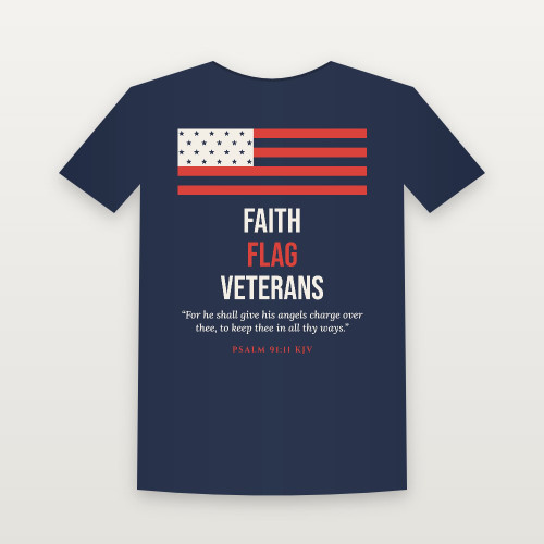 Faith · Flag · Veterans Youth Tee with Psalm 91:11 (Flag) - Navy