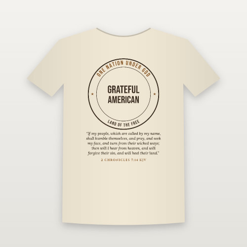 Grateful American Patriotic Short Sleeve Tee with 2 Chronicles 7:14 (Badge) - Natural