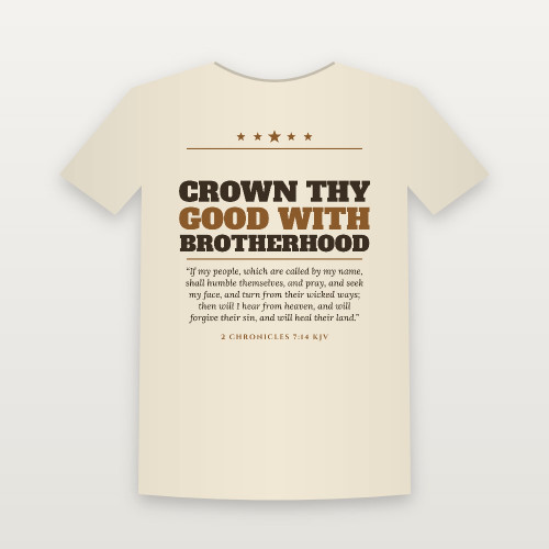 Crown Thy Good with Brotherhood Patriotic Short Sleeve Tee with 2 Chronicles 7:14 (Star Banner) - Natural