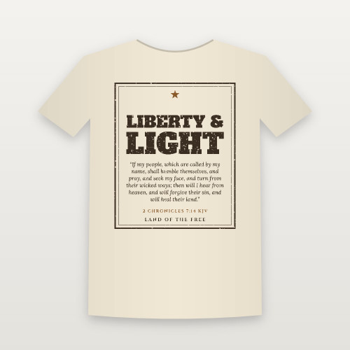Liberty & Light Patriotic Short Sleeve Tee with 2 Chronicles 7:14 (Vintage Frame) - Natural
