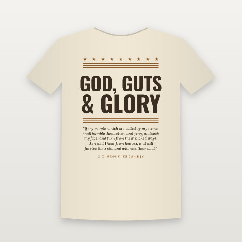 God, Guts & Glory Patriotic Short Sleeve Tee with 2 Chronicles 7:14 (Stars & Stripes) - Natural