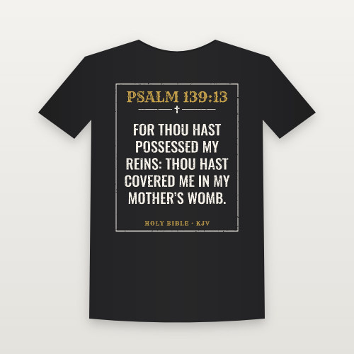Psalm 139:13 KJV Christian Short Sleeve Tee (Vintage) - Black
