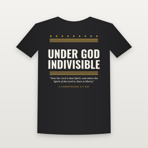 Under God · Indivisible Patriotic Short Sleeve Tee with 2 Corinthians 3:17 (Stars & Stripes) - Black