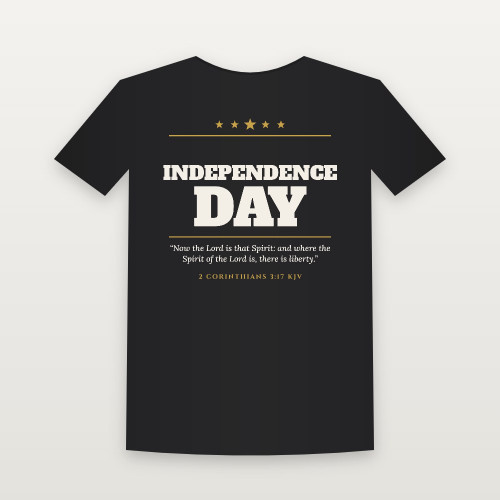 Independence Day Patriotic Women's Relaxed Tee with 2 Corinthians 3:17 (Star Banner) - Black