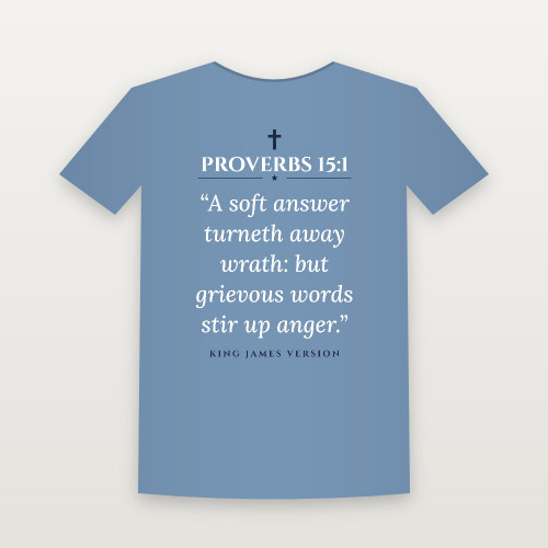 Proverbs 15:1 KJV Christian T-Shirt (Classic) - Heather Blue