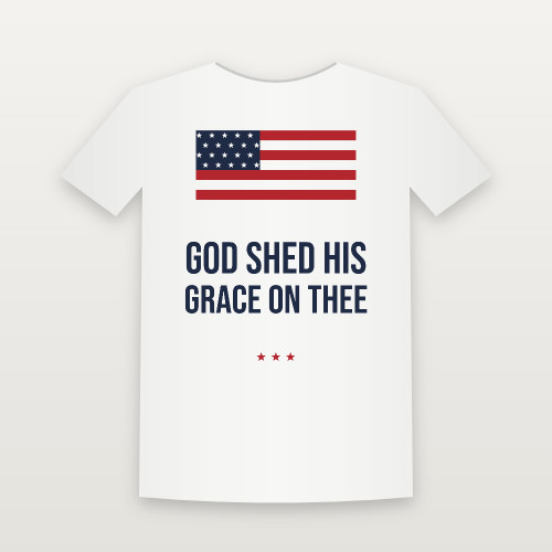 God Shed His Grace on Thee Patriotic Women's Relaxed Tee (Flag) - White