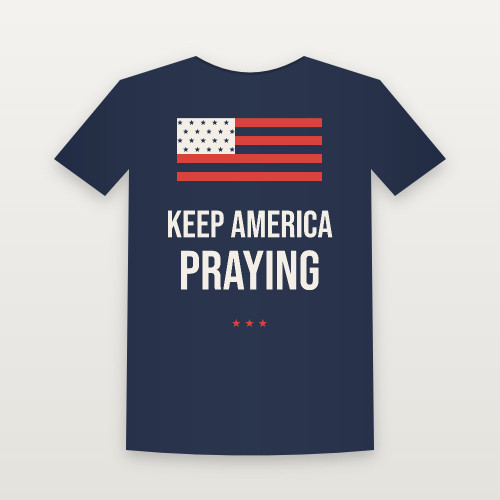 Keep America Praying Patriotic Women's Relaxed Tee (Flag) - Navy