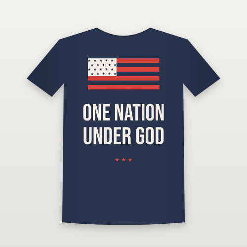 One Nation Under God Patriotic Women's Relaxed Tee (Flag) - Navy