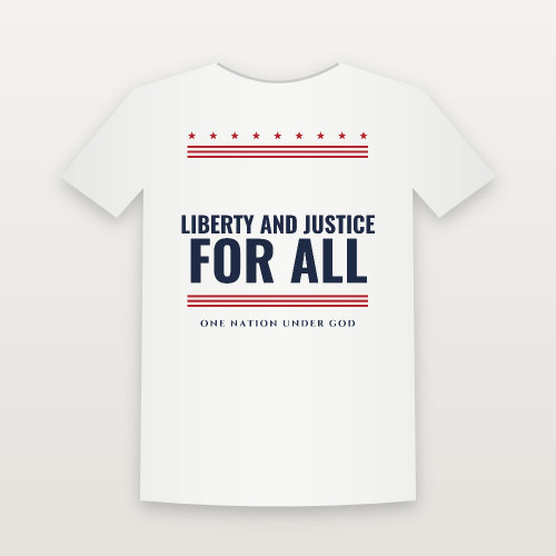 Liberty and Justice for All Patriotic Women's Relaxed Tee (Stars & Stripes) - White