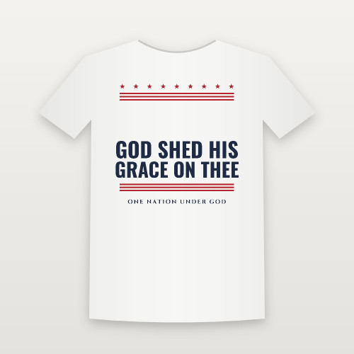 God Shed His Grace on Thee Patriotic Women's Relaxed Tee (Stars & Stripes) - White
