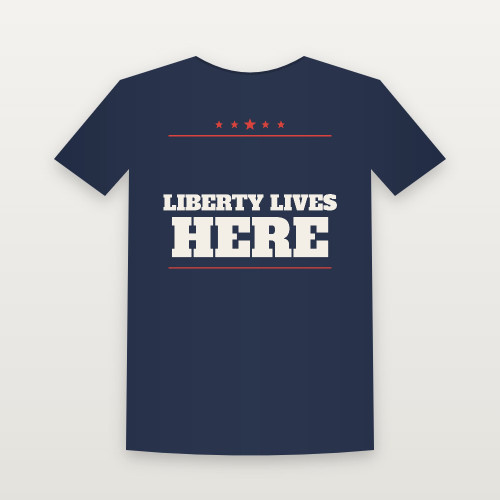 Liberty Lives Here Patriotic Women's Relaxed Tee (Star Banner) - Navy
