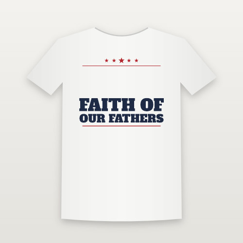 Faith of Our Fathers Patriotic Women's Relaxed Tee (Star Banner) - White