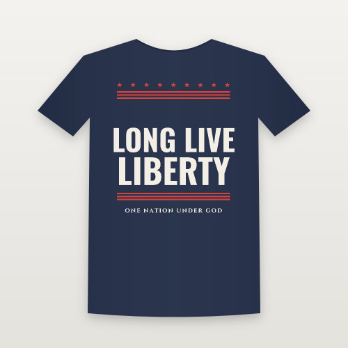 Long Live Liberty Patriotic Women's Relaxed Tee (Stars & Stripes) - Navy
