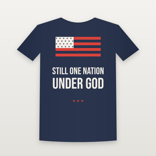 Still One Nation Under God Patriotic Women's Relaxed Tee (Flag) - Navy