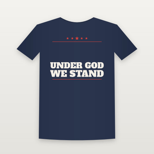 Under God We Stand Patriotic Women's Relaxed Tee (Star Banner) - Navy