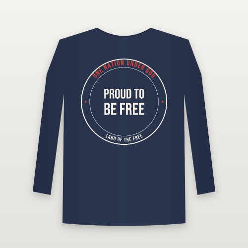 Proud to Be Free Patriotic Long Sleeve Tee (Badge) - Navy