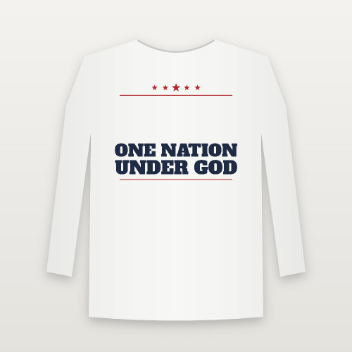 One Nation Under God Patriotic Long Sleeve Tee (Star Banner) - White