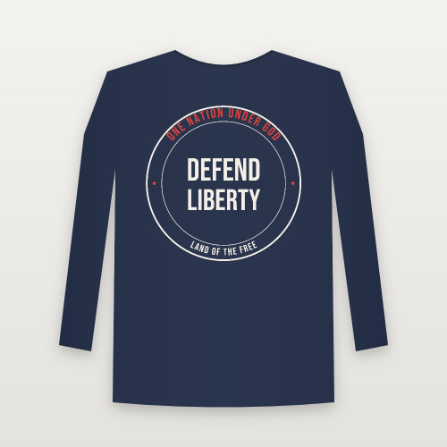 Defend Liberty Patriotic Long Sleeve Tee (Badge) - Navy