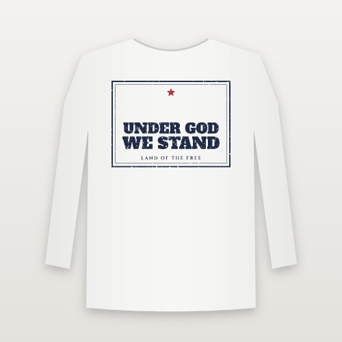 Under God We Stand Patriotic Long Sleeve Tee (Vintage Frame) - White