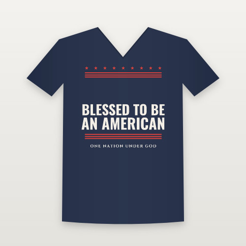 Blessed to Be an American Patriotic V-Neck Tee (Stars & Stripes) - Navy