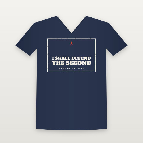 I Shall Defend the Second Patriotic V-Neck Tee (Vintage Frame) - Navy