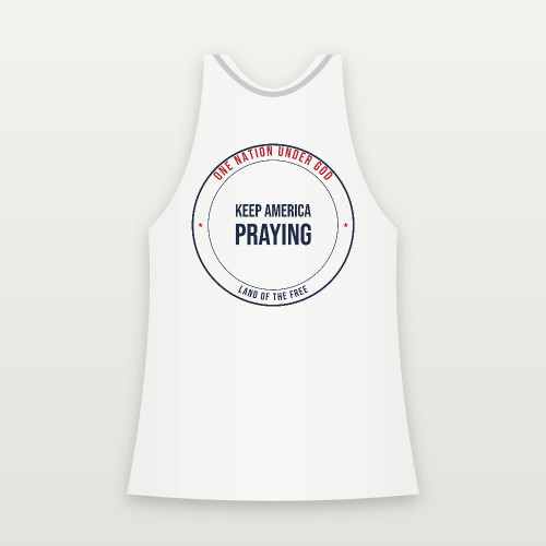 Keep America Praying Patriotic Women's Racerback Tank (Badge) - White