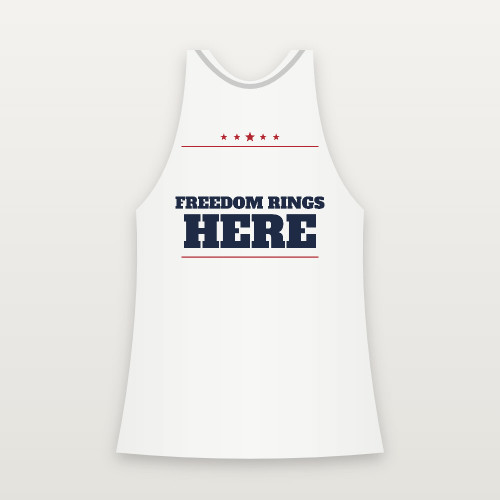 Freedom Rings Here Patriotic Women's Racerback Tank (Star Banner) - White