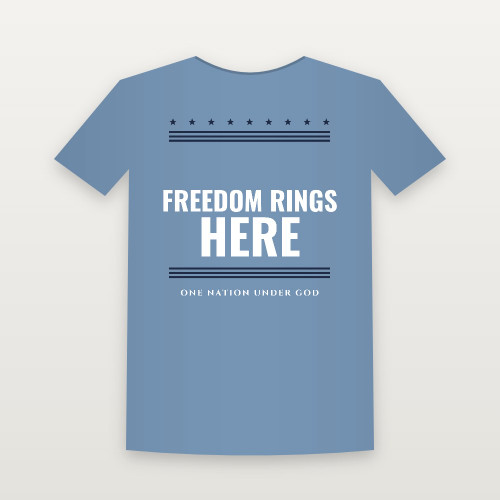Freedom Rings Here Patriotic Youth Tee (Stars & Stripes) - Heather Blue
