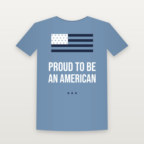 Proud to Be an American Patriotic Youth Tee (Flag) - Heather Blue