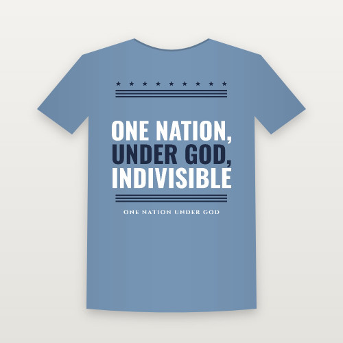 One Nation, Under God, Indivisible Patriotic Youth Tee (Stars & Stripes) - Heather Blue