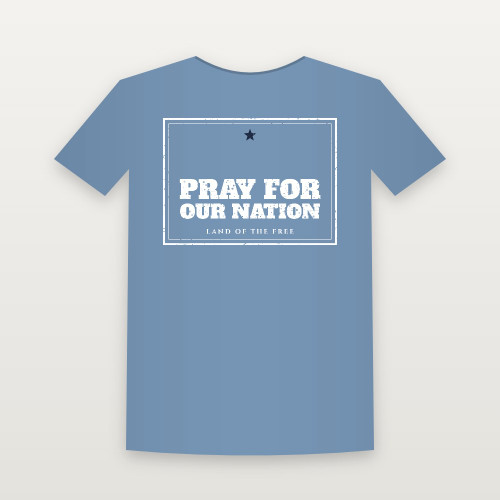 Pray for Our Nation Patriotic Youth Tee (Vintage Frame) - Heather Blue