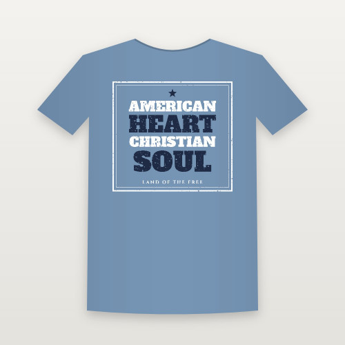 American Heart · Christian Soul Patriotic Youth Tee (Vintage Frame) - Heather Blue