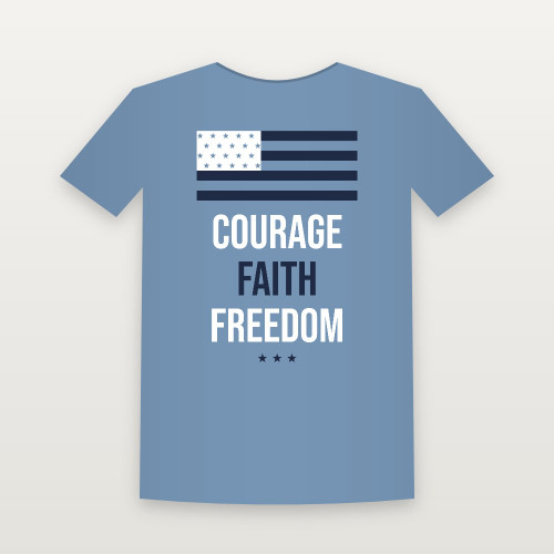 Courage · Faith · Freedom Patriotic Youth Tee (Flag) - Heather Blue