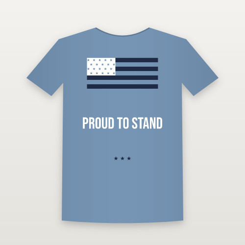 Proud to Stand Patriotic Youth Tee (Flag) - Heather Blue