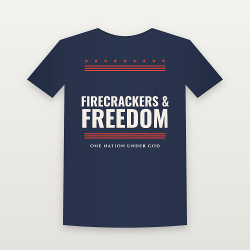 Firecrackers & Freedom Patriotic Youth Tee (Stars & Stripes) - Navy