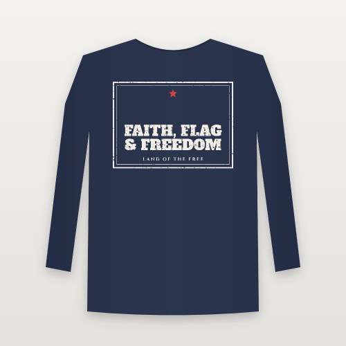 Faith, Flag & Freedom Patriotic Youth Long Sleeve Tee (Vintage Frame) - Navy
