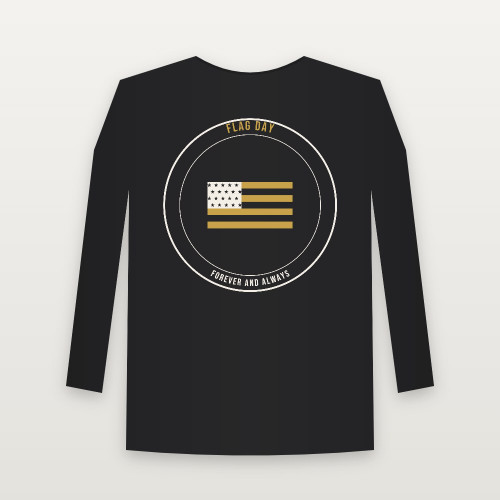Flag Day Christian Youth Long Sleeve Tee (Emblem Badge) - Black